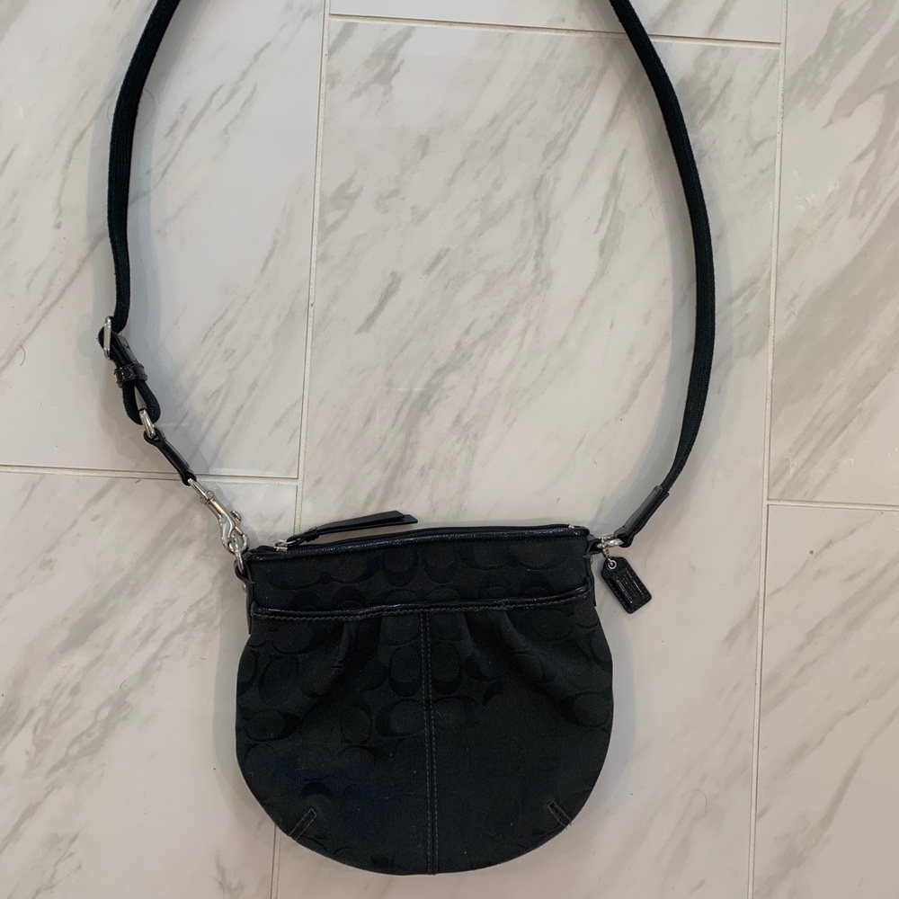 Coach black canvas cross body purse